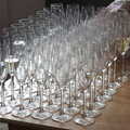 A stack of used champagne glasses, The BBs at Hengrave Hall, Hengrave, Suffolk - 18th August 2013