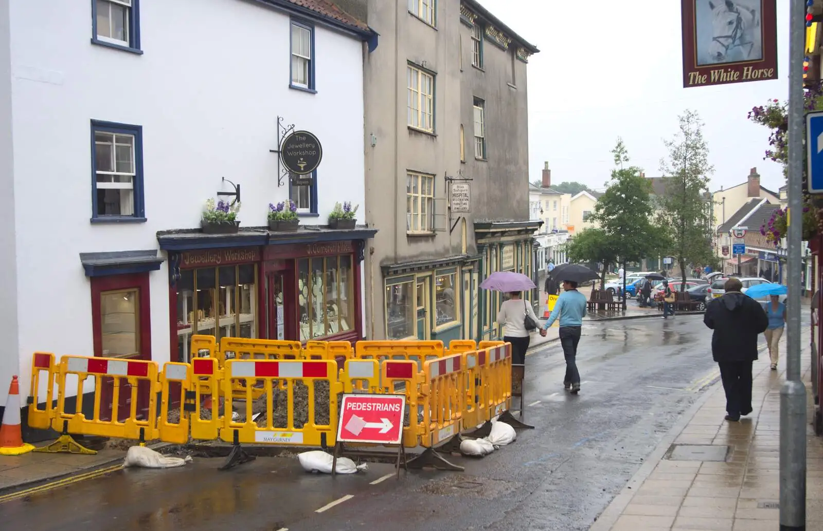 Mount Street is closed due to a burst water main, from Bressingham Gardens, and Building Progress, Brome, Suffolk - 26th August 2013