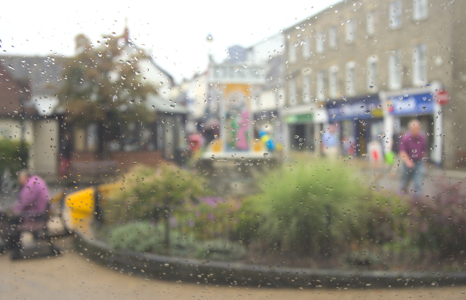 A rain-spattered view of the Diss town sign from Bressingham Gardens, and Building Progress, Brome, Suffolk - 26th August 2013
