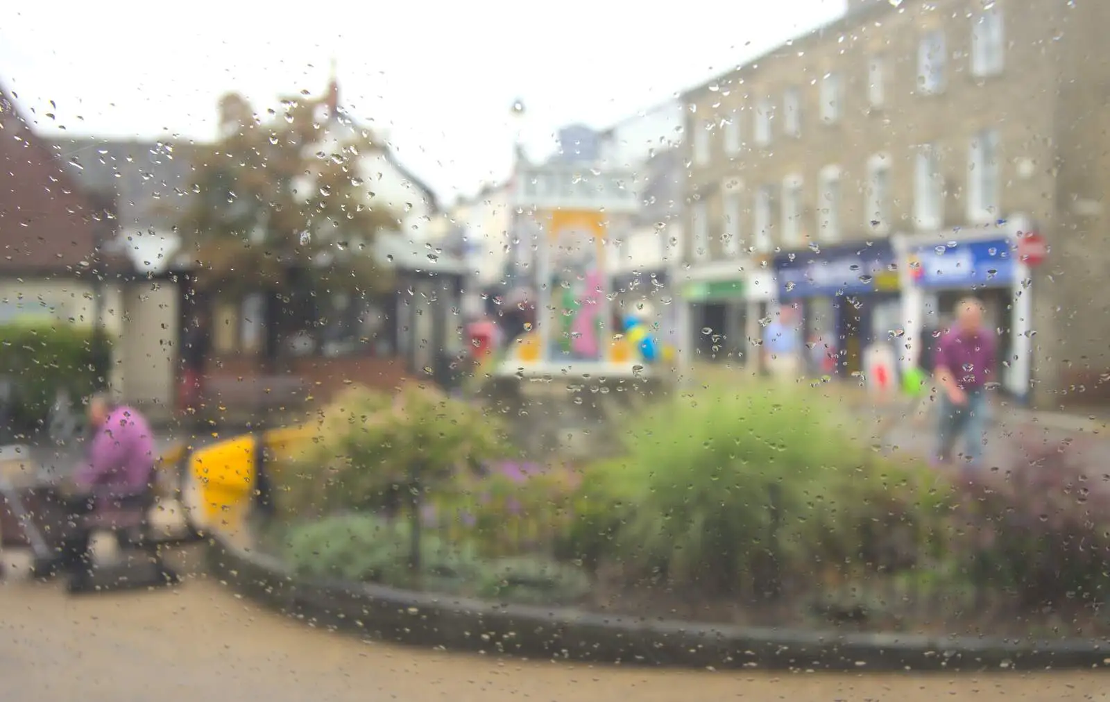 A rain-spattered view of the Diss town sign, from Bressingham Gardens, and Building Progress, Brome, Suffolk - 26th August 2013