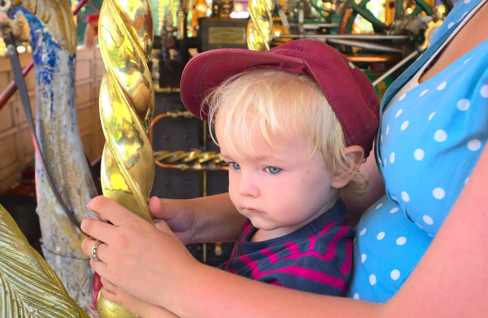 Harry on the gallopers, from Bressingham Gardens, and Building Progress, Brome, Suffolk - 26th August 2013