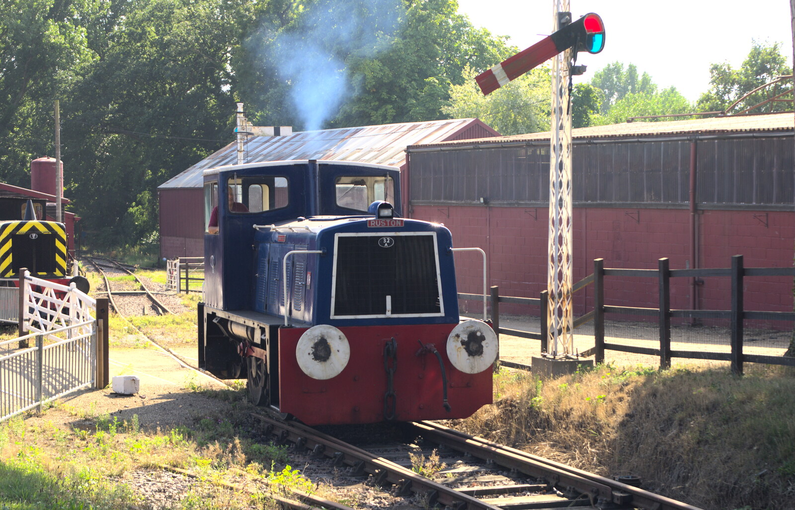 Ruston the shunter trundles over from Bressingham Gardens, and Building Progress, Brome, Suffolk - 26th August 2013