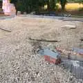 The brick base of the new garage appears, Bressingham Gardens, and Building Progress, Brome, Suffolk - 26th August 2013