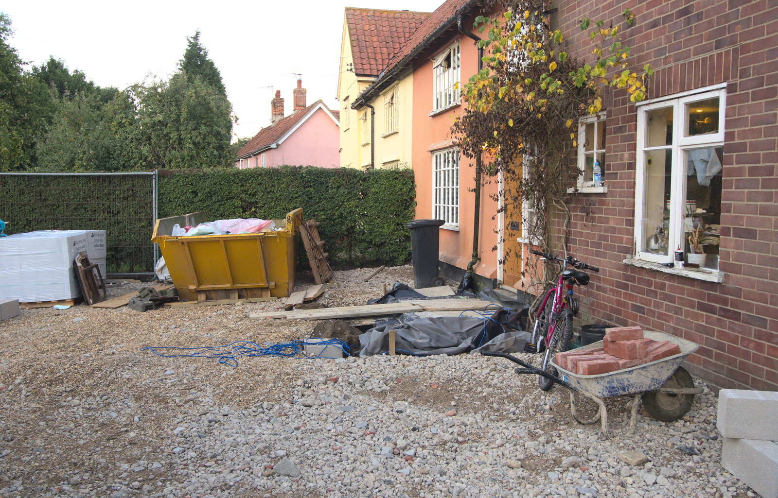 Crushed concrete and a skip from Bressingham Gardens, and Building Progress, Brome, Suffolk - 26th August 2013