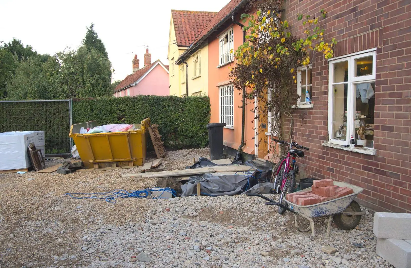 Crushed concrete and a skip, from Bressingham Gardens, and Building Progress, Brome, Suffolk - 26th August 2013