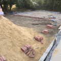 Bricks appear near the pile of sand, Bressingham Gardens, and Building Progress, Brome, Suffolk - 26th August 2013
