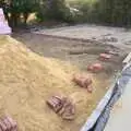 Bricks appear near the pile of sand, Bressingham Gardens, and Building Progress, Brome, Suffolk - 26th August 2013