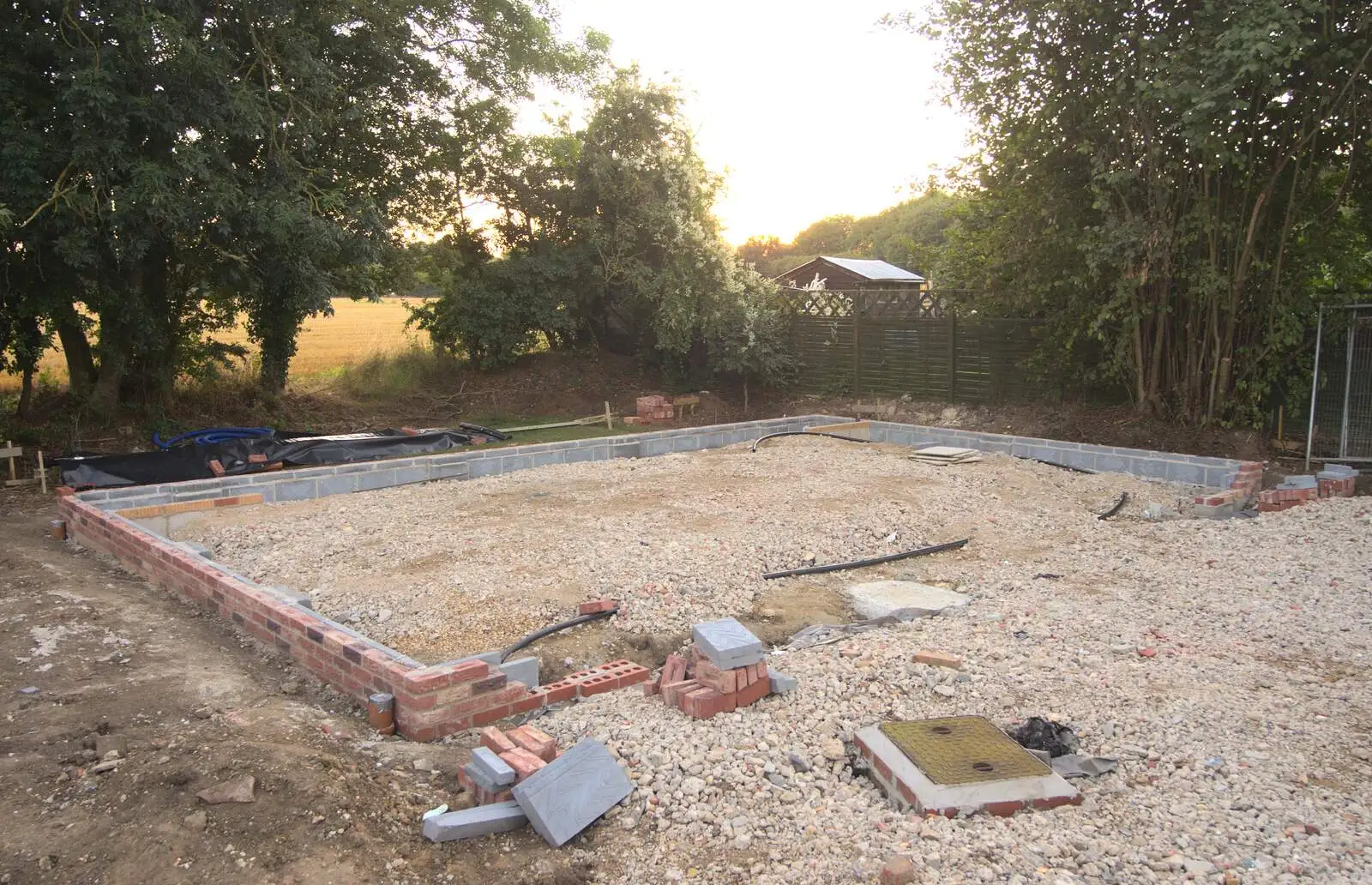 The start of the garage wall, from Bressingham Gardens, and Building Progress, Brome, Suffolk - 26th August 2013