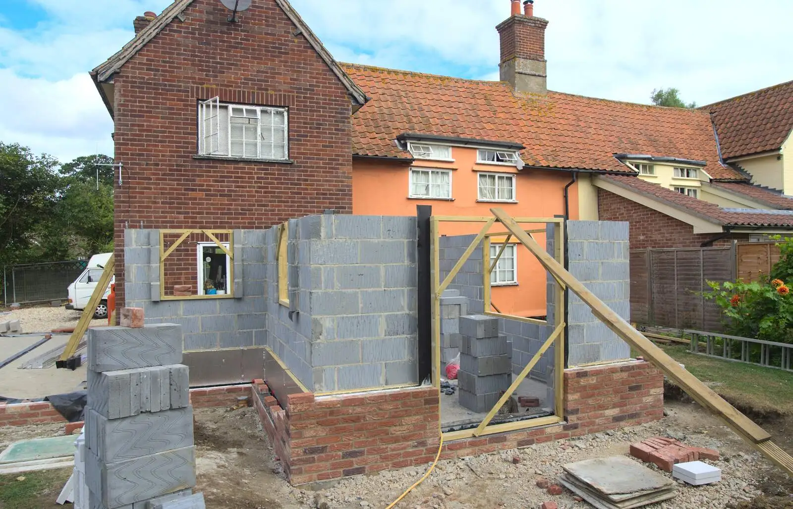 The new back room, from Bressingham Gardens, and Building Progress, Brome, Suffolk - 26th August 2013