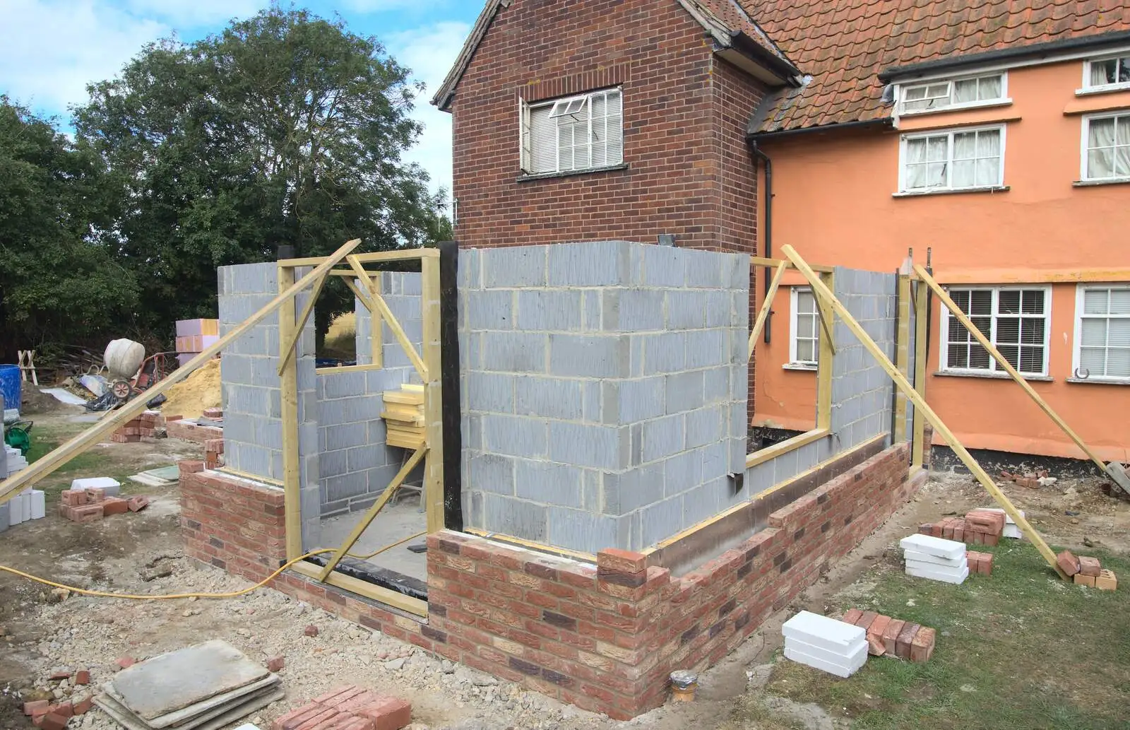 The back room takes shape, from Bressingham Gardens, and Building Progress, Brome, Suffolk - 26th August 2013