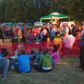 Crowds sit around in the gathering dusk in Mellis, Pigeon-Eating Hawks and the Mellis Beer Festival, London and Suffolk - 31st August 2013