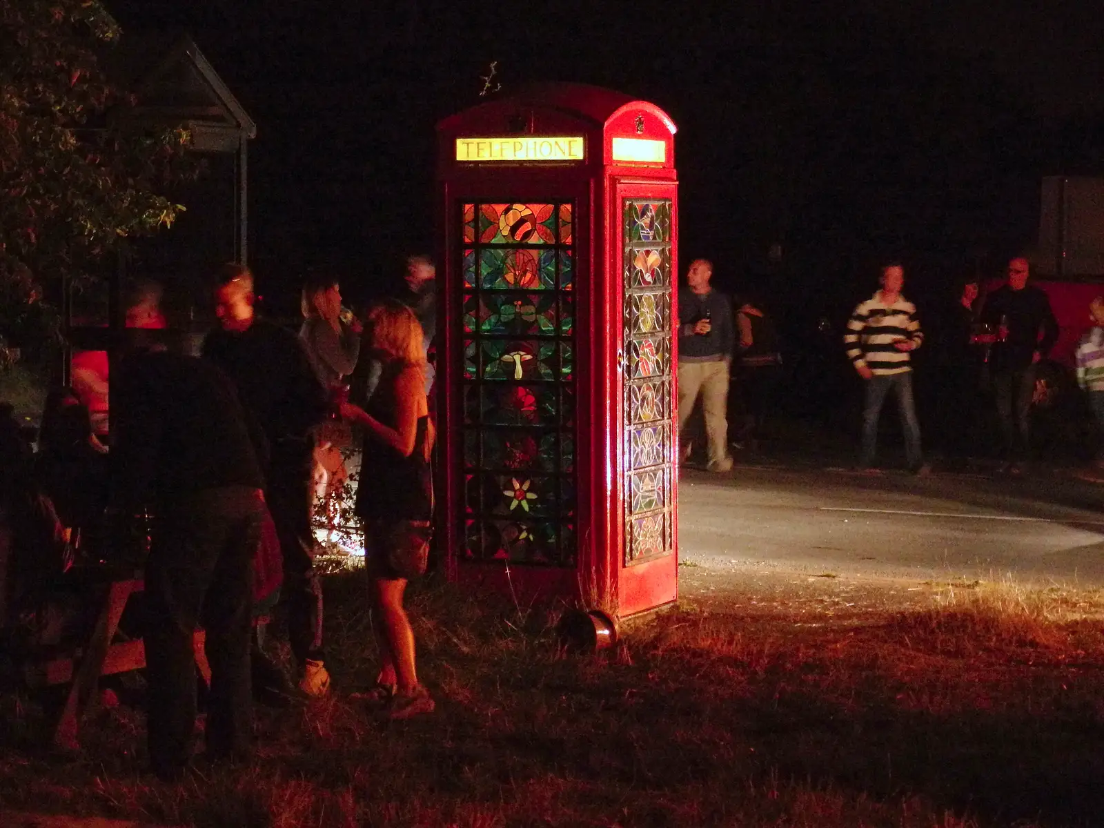 K6 phone box with stained glass windows, from Pigeon-Eating Hawks and the Mellis Beer Festival, London and Suffolk - 31st August 2013