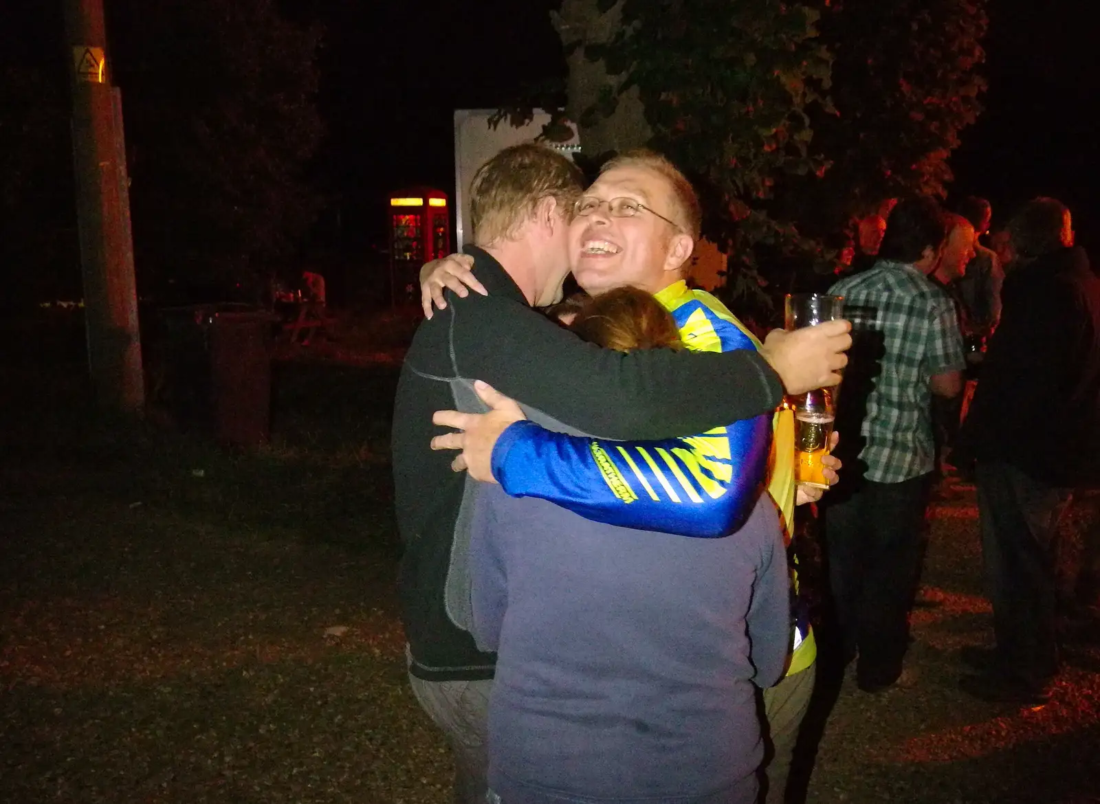 Marc gets his hug on, from Pigeon-Eating Hawks and the Mellis Beer Festival, London and Suffolk - 31st August 2013