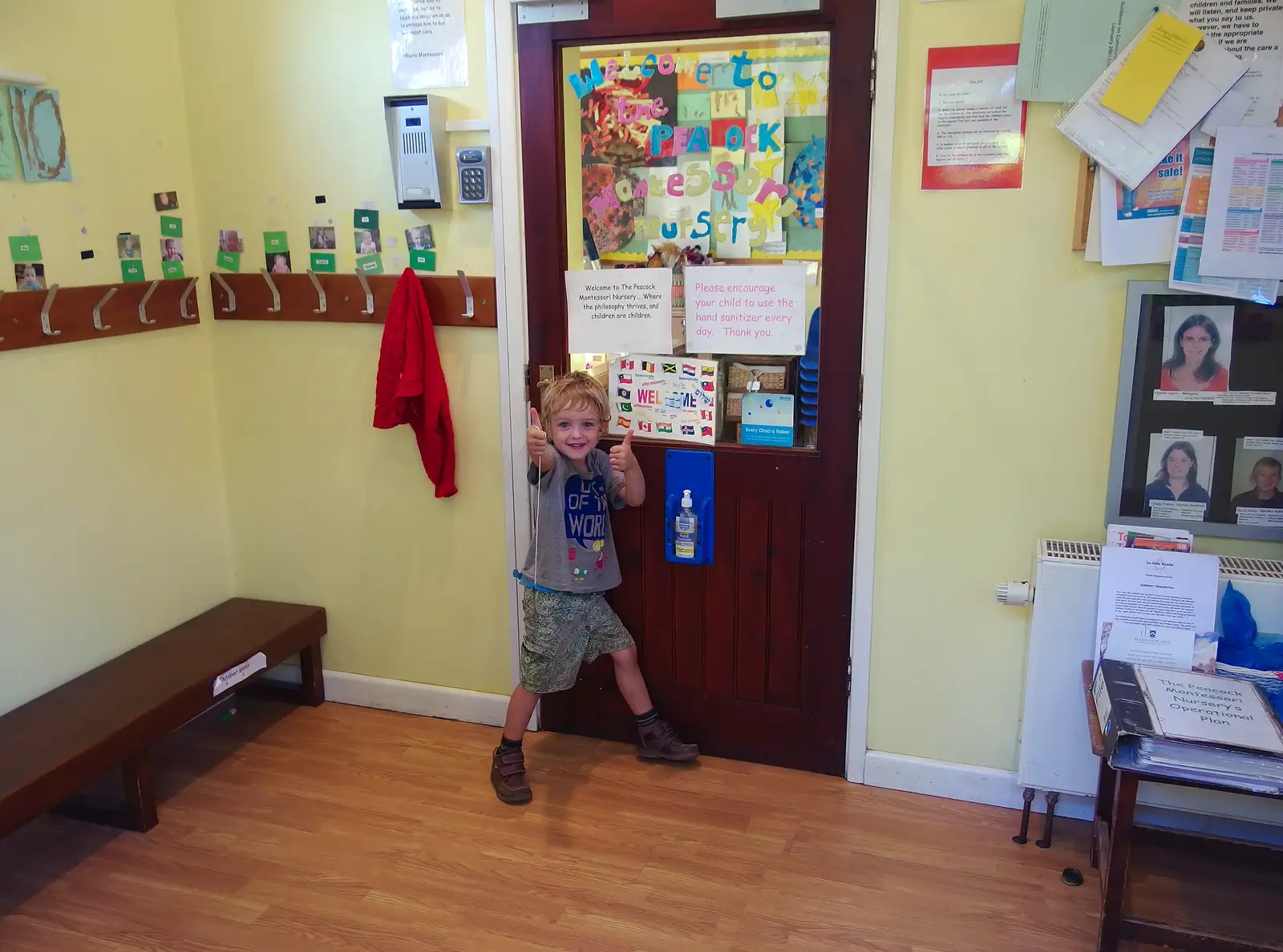 Fred gives thumbs up for his last nursery day, from Pigeon-Eating Hawks and the Mellis Beer Festival, London and Suffolk - 31st August 2013