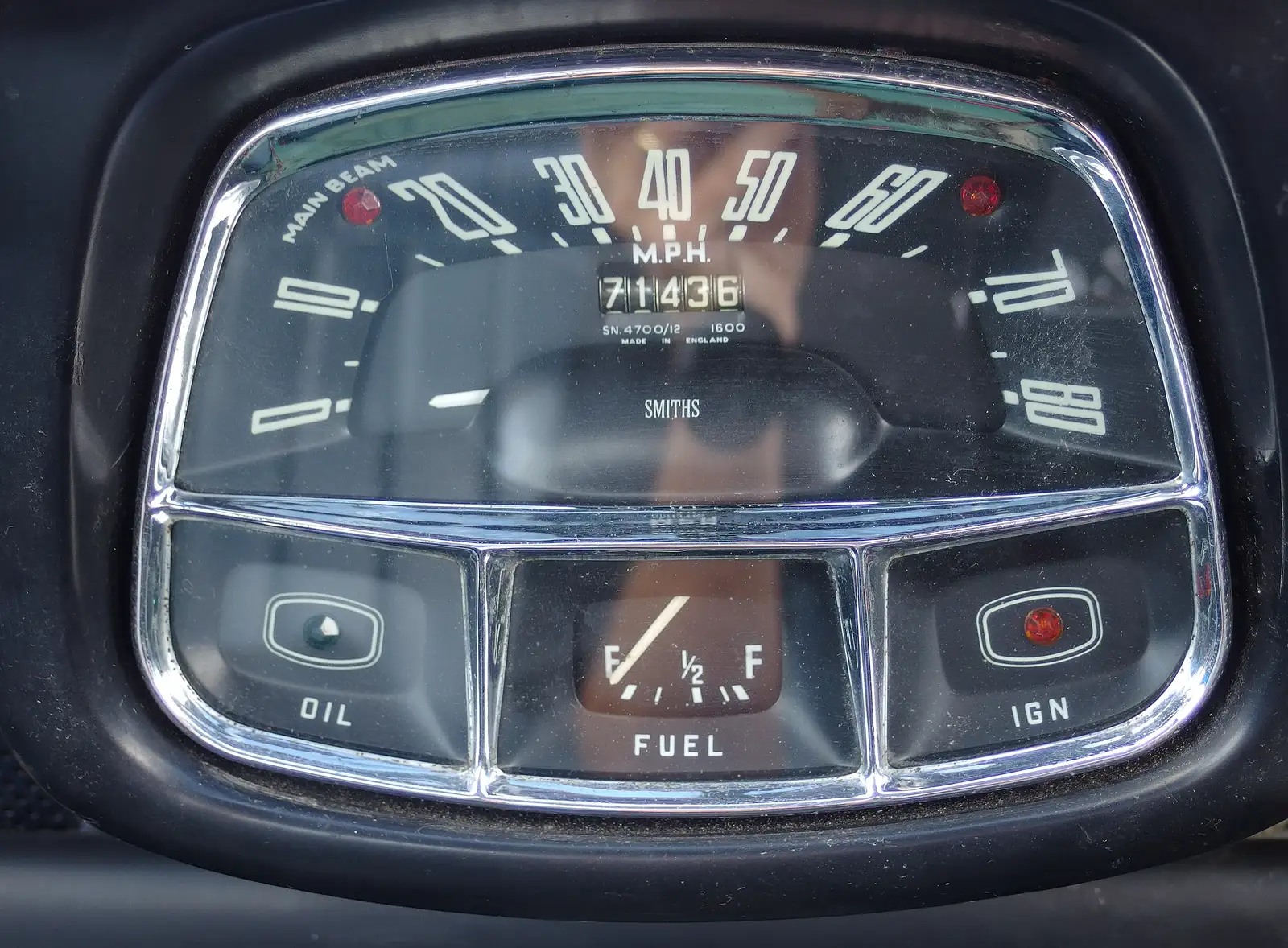 The main instrument panel of an A35, from Stradbroke Classic Car Show, Stradbroke, Suffolk - 7th September 2013