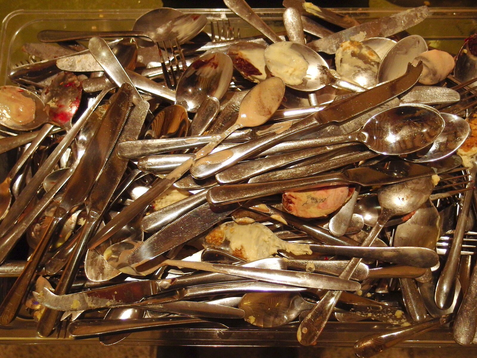 A huge pile of dirty cutlery from Fred's First Day, The BBs at Haughley, and the BSCC at the Queen's Head  - 15th September 2013