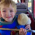 Fred and the bear on a bus, Paul Bear's Adventures at a 1940s Steam Weekend, Holt, Norfolk - 22nd September 2013