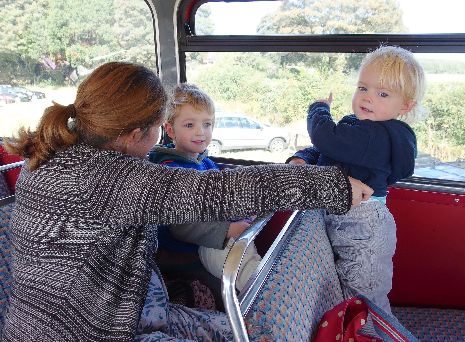 The gang on the top deck of a bus from Paul Bear's Adventures at a 1940s Steam Weekend, Holt, Norfolk - 22nd September 2013