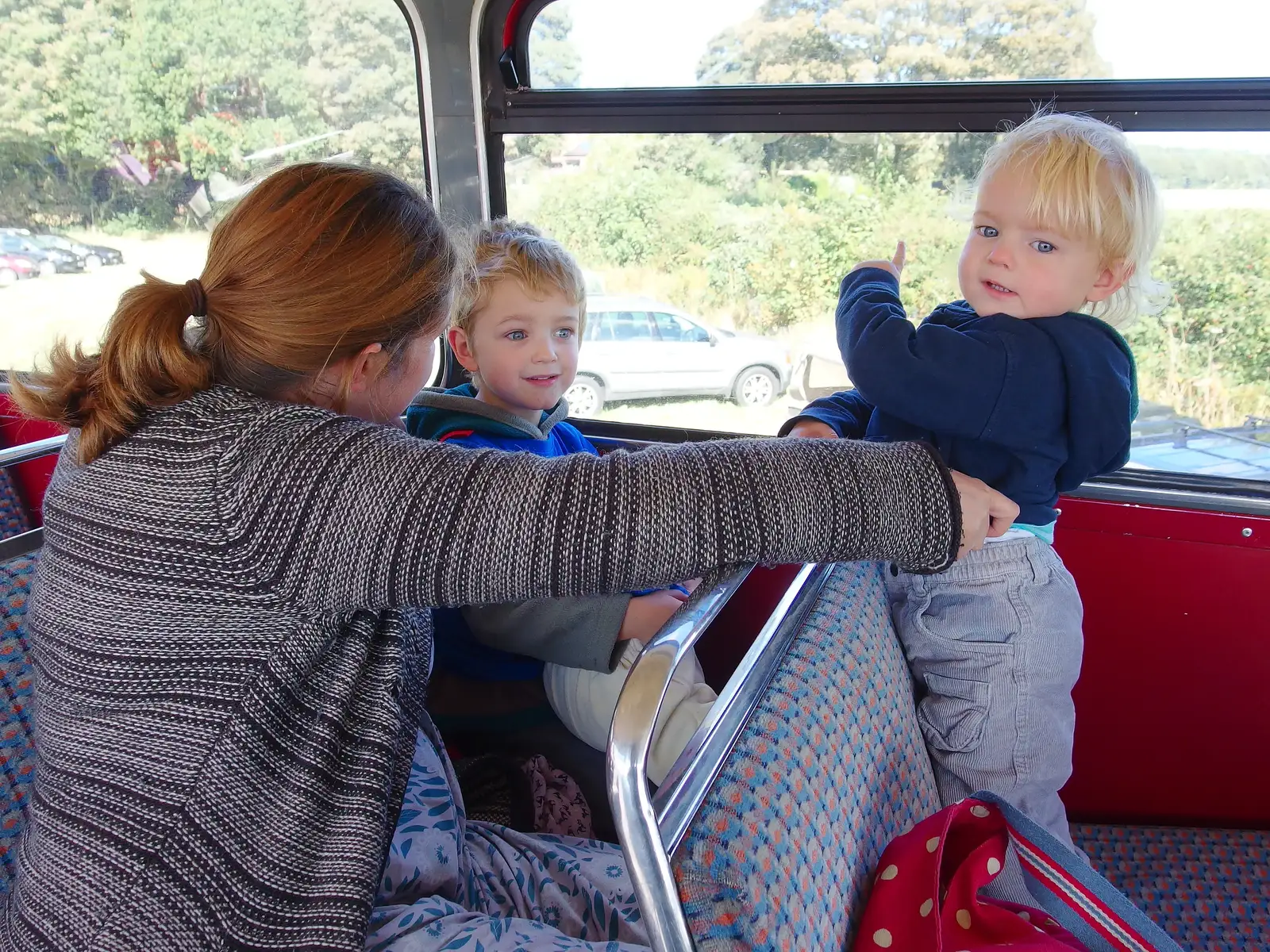 The gang on the top deck of a bus, from Paul Bear's Adventures at a 1940s Steam Weekend, Holt, Norfolk - 22nd September 2013