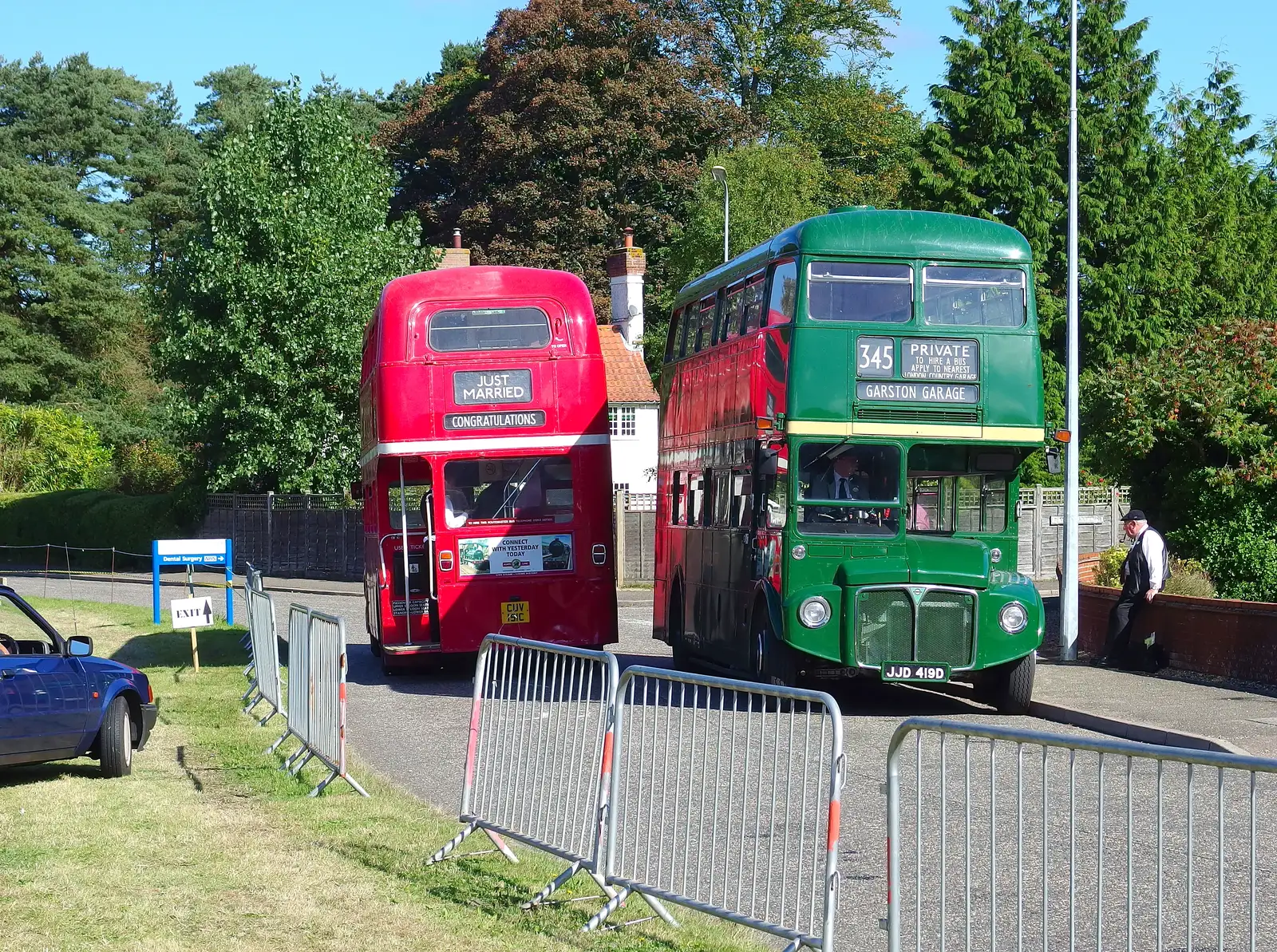 A pair of Routemaster buses, from Paul Bear's Adventures at a 1940s Steam Weekend, Holt, Norfolk - 22nd September 2013