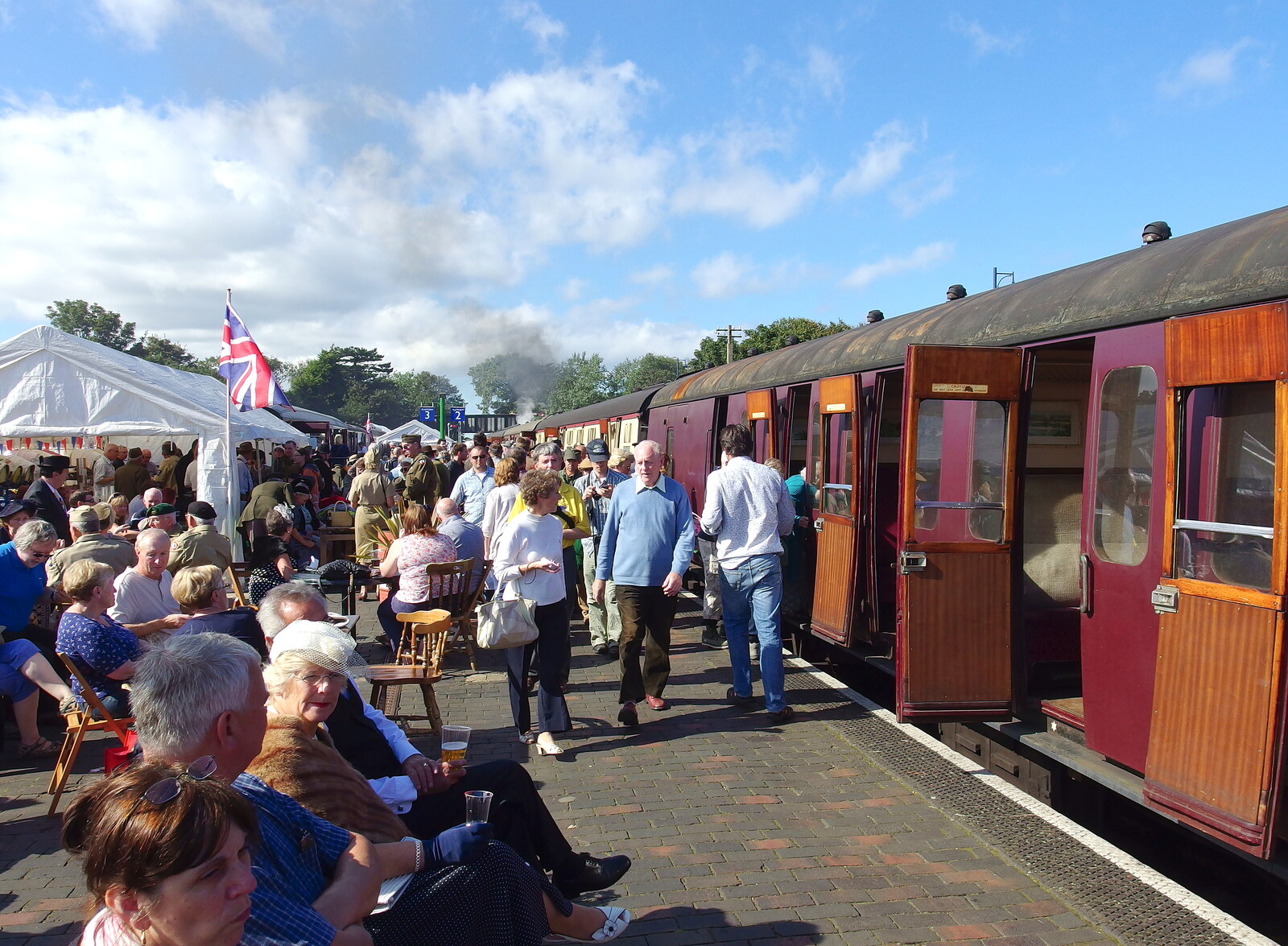 Thronging crowds at Sheringham station from Paul Bear's Adventures at a 1940s Steam Weekend, Holt, Norfolk - 22nd September 2013