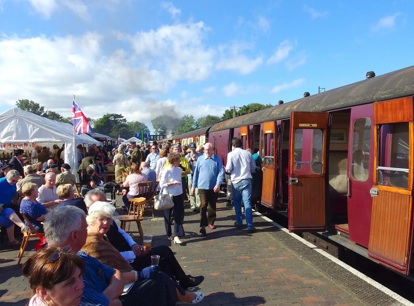 Thronging crowds at Sheringham station, from Paul Bear's Adventures at a 1940s Steam Weekend, Holt, Norfolk - 22nd September 2013