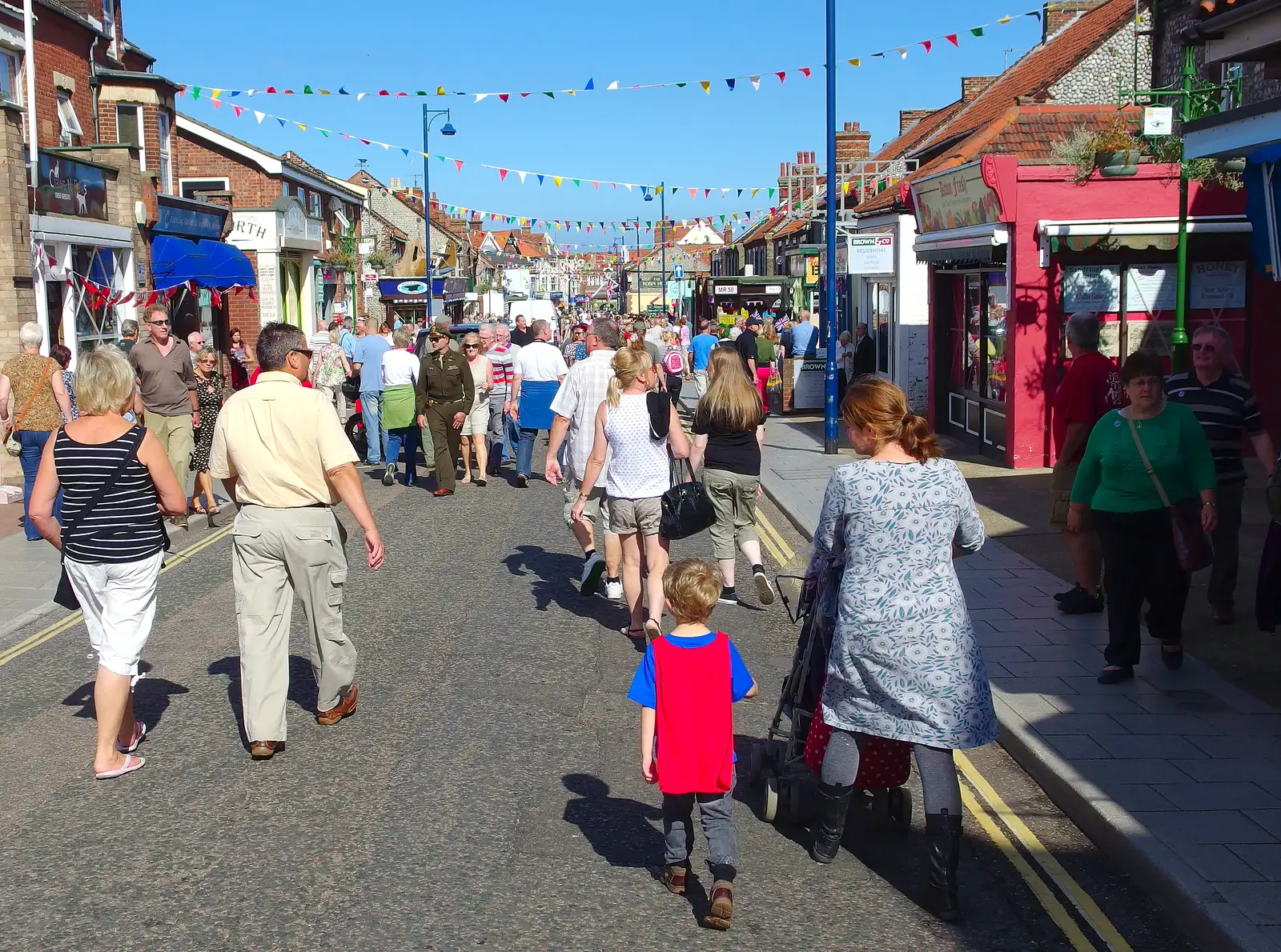 We walk up Sheringham High Street, from Paul Bear's Adventures at a 1940s Steam Weekend, Holt, Norfolk - 22nd September 2013