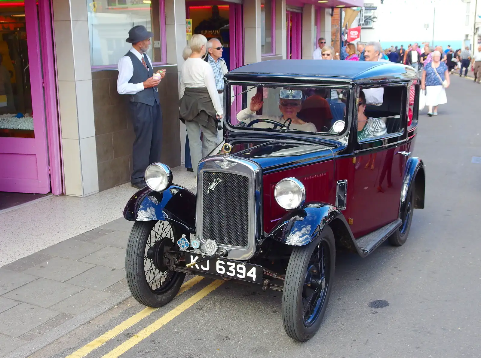 The Austin Seven is parked up, from Paul Bear's Adventures at a 1940s Steam Weekend, Holt, Norfolk - 22nd September 2013