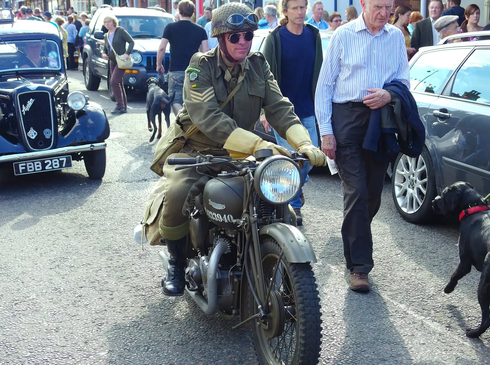 The motorbikes are back, from Paul Bear's Adventures at a 1940s Steam Weekend, Holt, Norfolk - 22nd September 2013