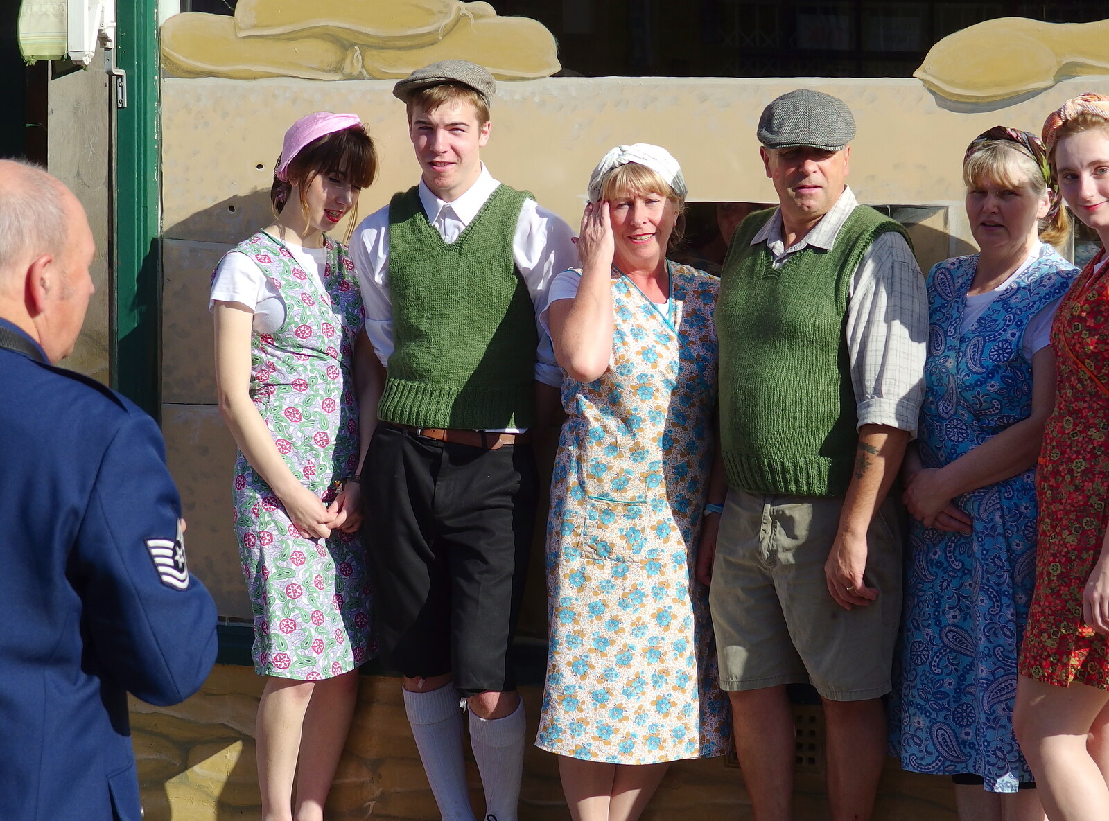 Some 1940s shop workers from Paul Bear's Adventures at a 1940s Steam Weekend, Holt, Norfolk - 22nd September 2013