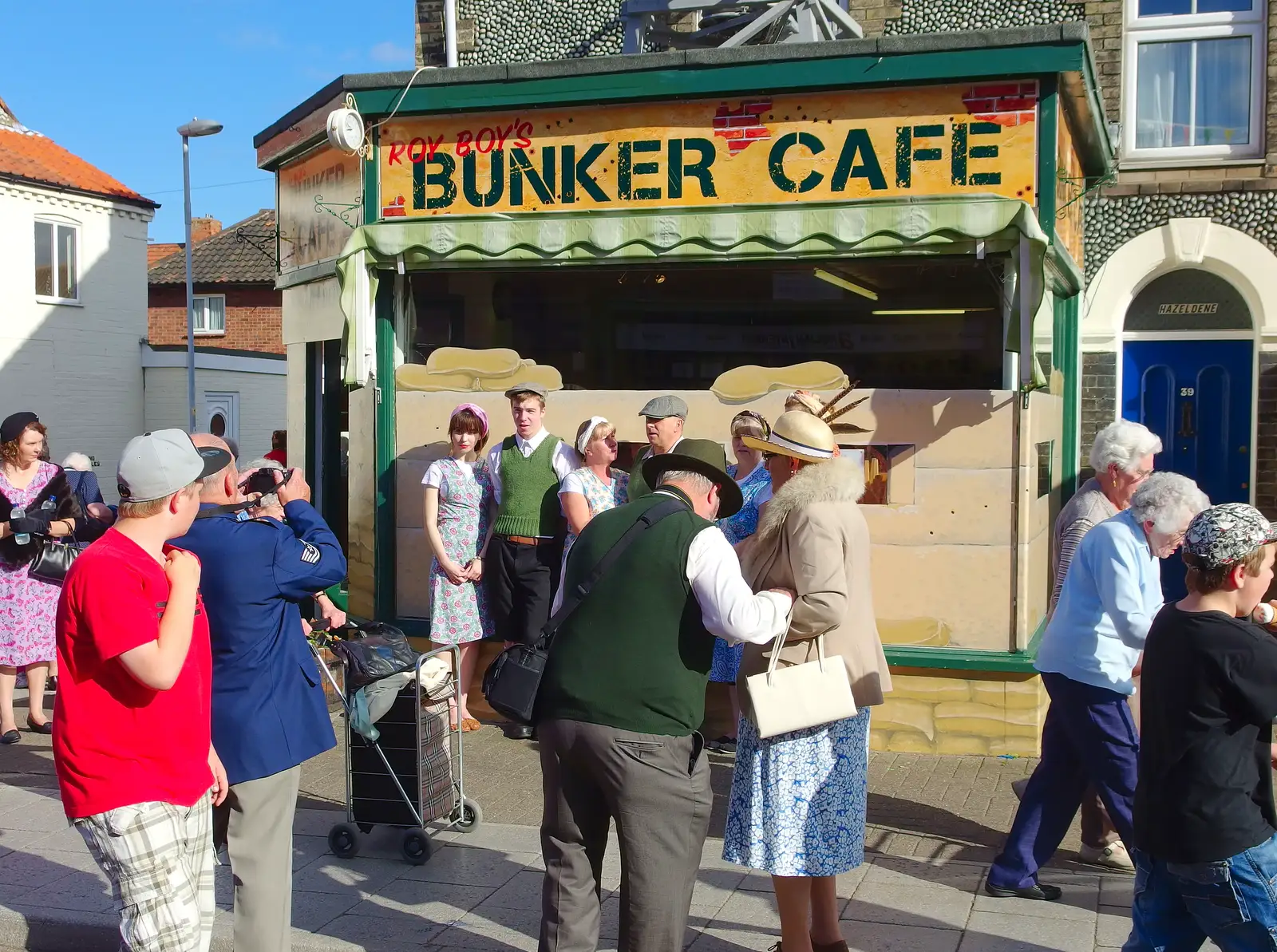 Outside Roy Boy's Bunker Café, from Paul Bear's Adventures at a 1940s Steam Weekend, Holt, Norfolk - 22nd September 2013