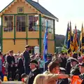 There's a speech by the signal box, Paul Bear's Adventures at a 1940s Steam Weekend, Holt, Norfolk - 22nd September 2013