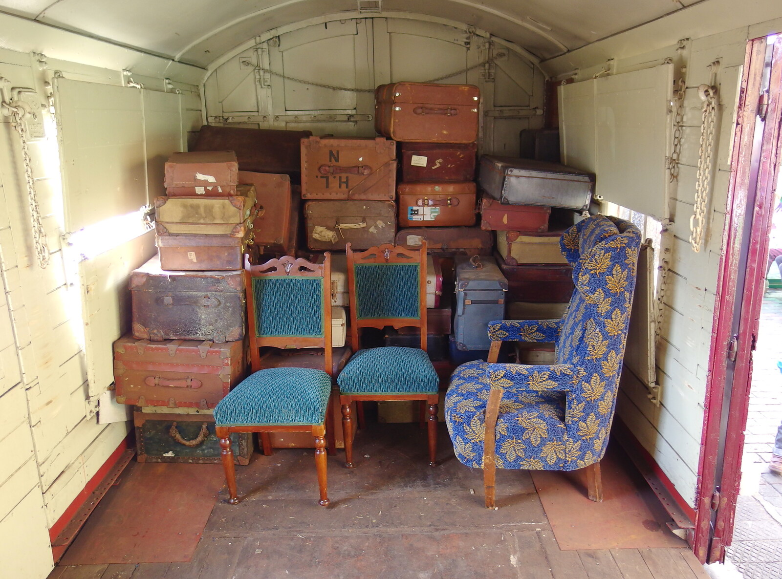 Suitcases and furniture from Paul Bear's Adventures at a 1940s Steam Weekend, Holt, Norfolk - 22nd September 2013