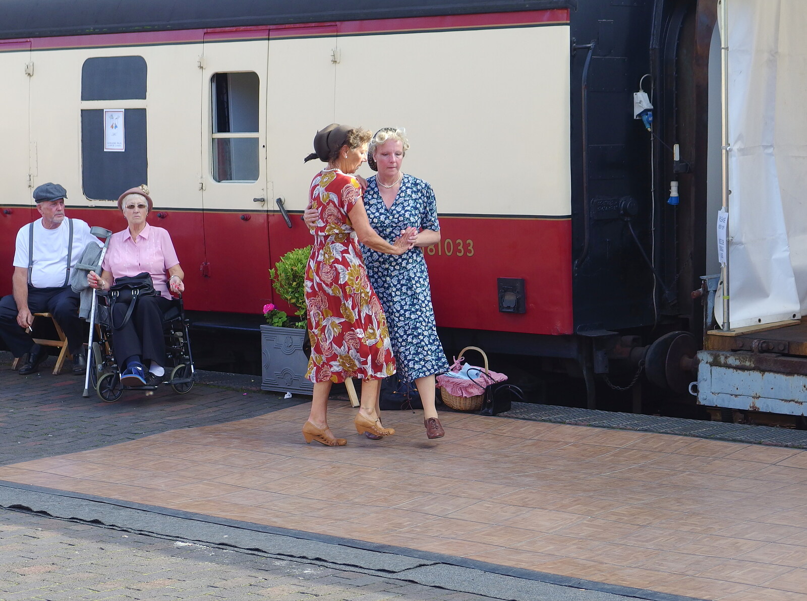 A bit of 1940s dancing occurs from Paul Bear's Adventures at a 1940s Steam Weekend, Holt, Norfolk - 22nd September 2013