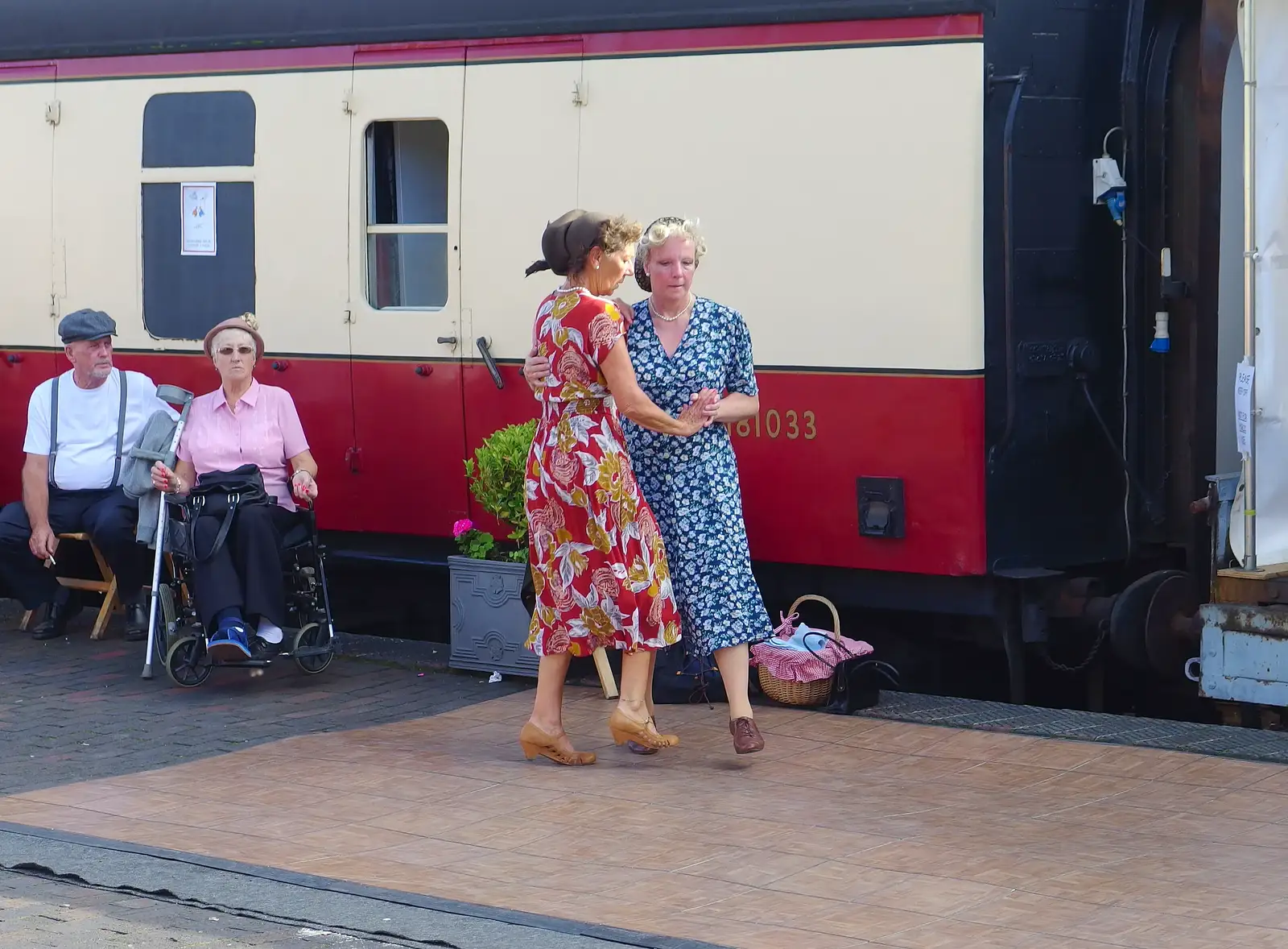 A bit of 1940s dancing occurs, from Paul Bear's Adventures at a 1940s Steam Weekend, Holt, Norfolk - 22nd September 2013