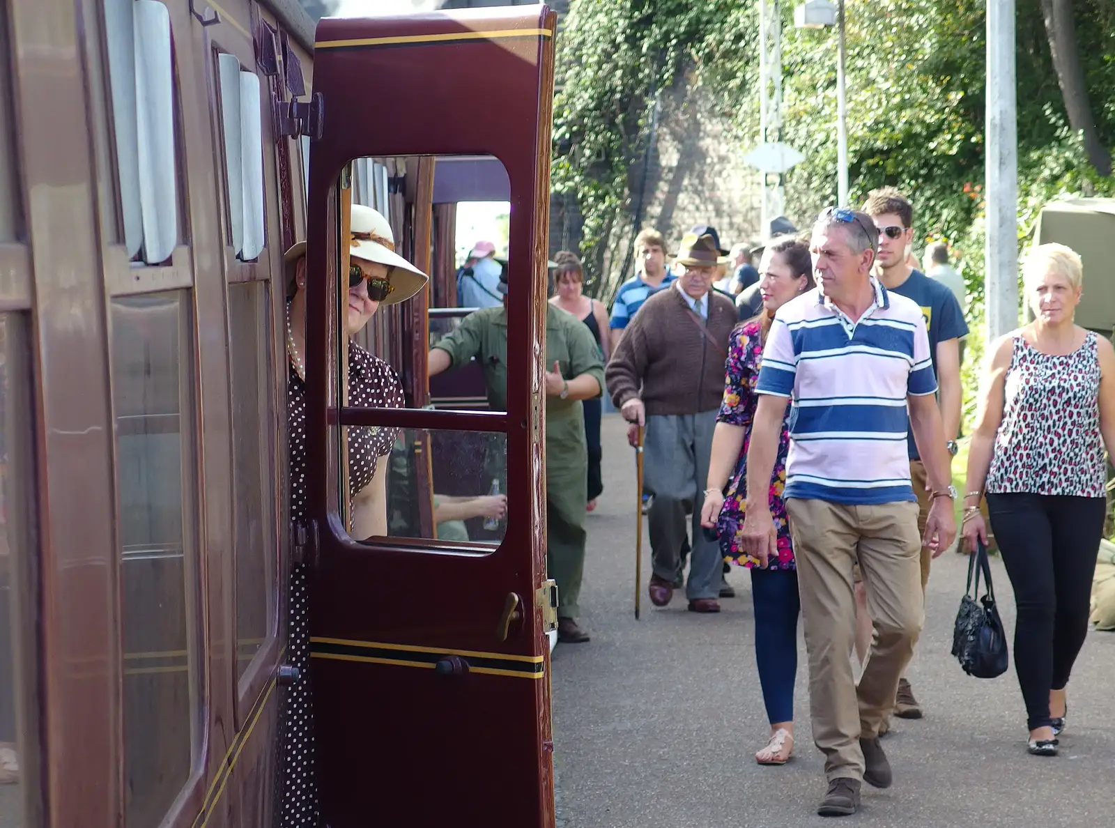 Looking out of a carriage, from Paul Bear's Adventures at a 1940s Steam Weekend, Holt, Norfolk - 22nd September 2013