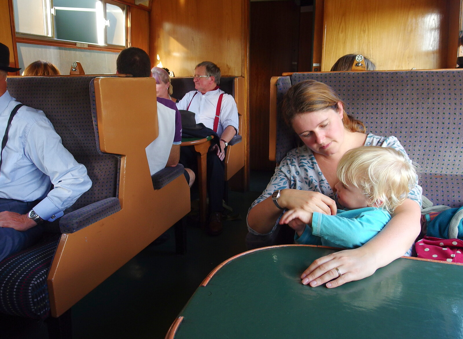 Isobel and Harry on the train from Paul Bear's Adventures at a 1940s Steam Weekend, Holt, Norfolk - 22nd September 2013