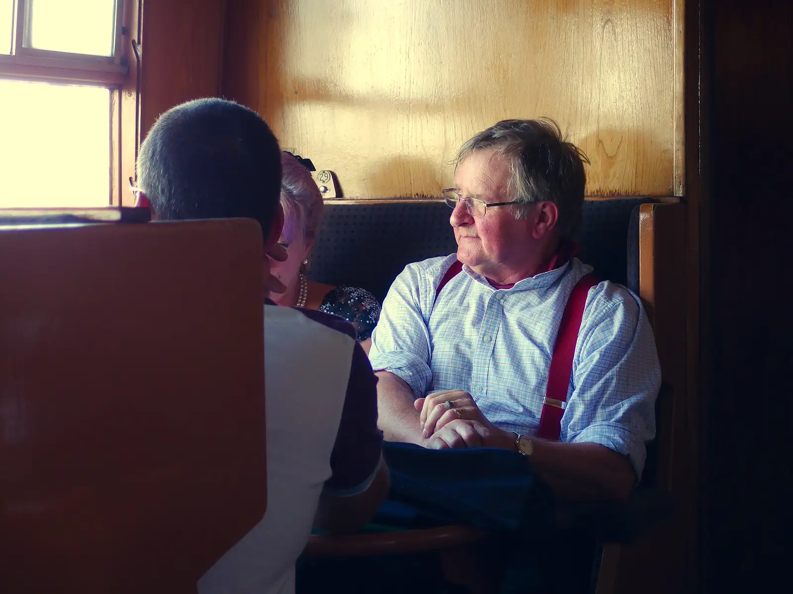 Passengers on a train, from Paul Bear's Adventures at a 1940s Steam Weekend, Holt, Norfolk - 22nd September 2013