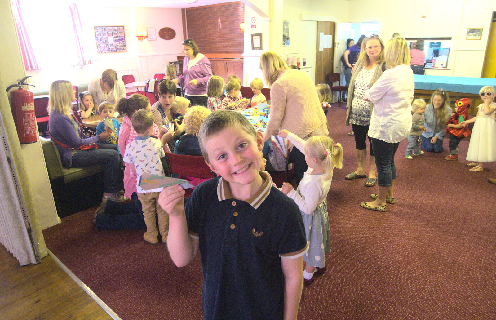 Matthew shows off his plane from Fred's Fifth Birthday, The Village Hall, Brome, Suffolk - 28th September 2013