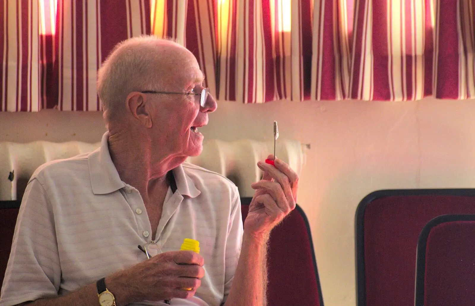 Grandad blows bubbles, from Fred's Fifth Birthday, The Village Hall, Brome, Suffolk - 28th September 2013