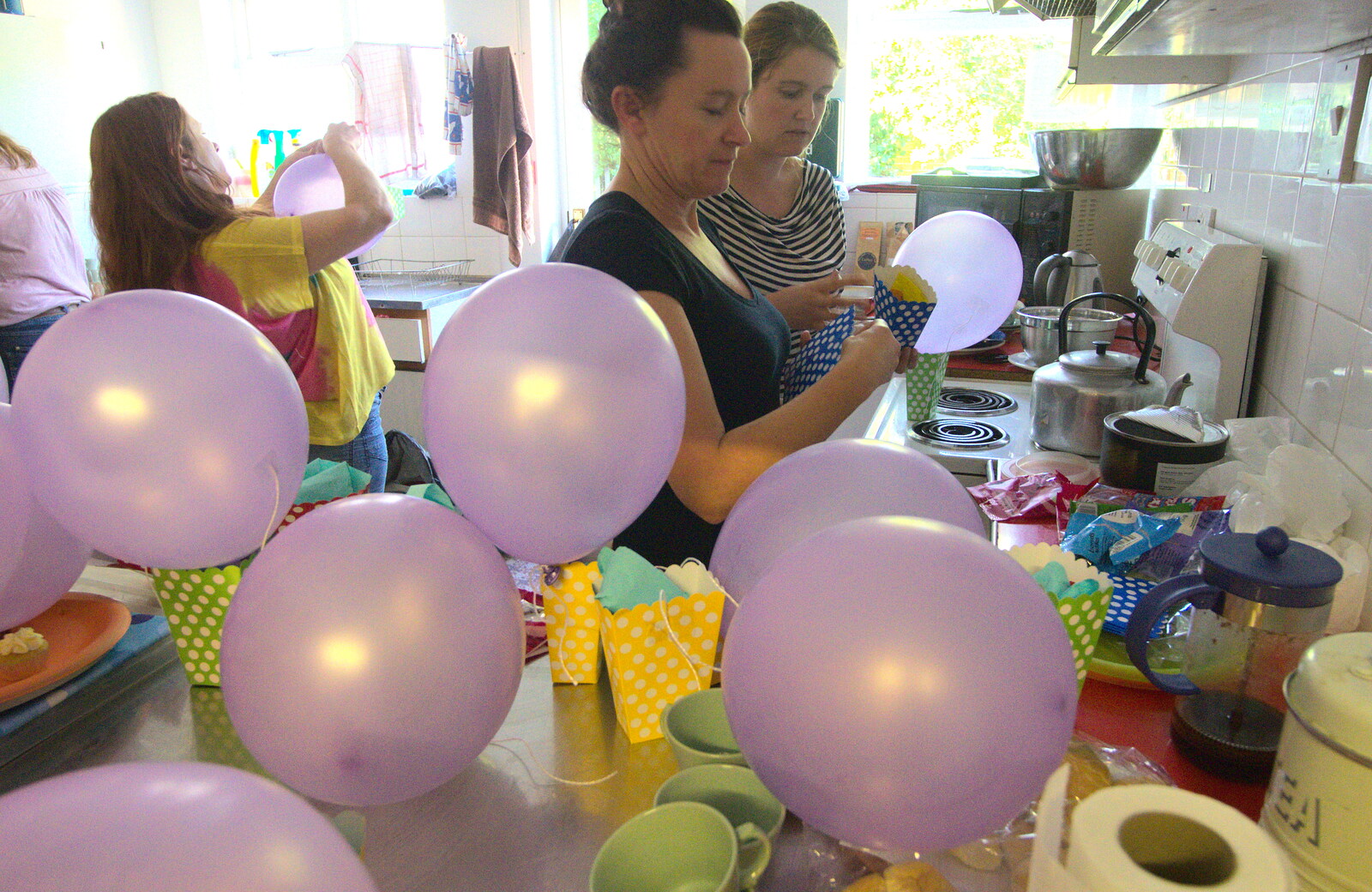 The kitchen is full of balloons from Fred's Fifth Birthday, The Village Hall, Brome, Suffolk - 28th September 2013