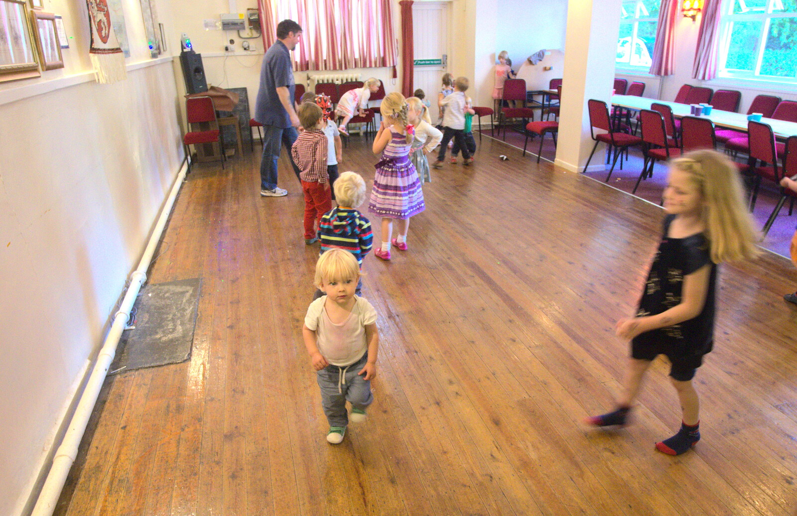 Gabes dances with Jessica from Fred's Fifth Birthday, The Village Hall, Brome, Suffolk - 28th September 2013