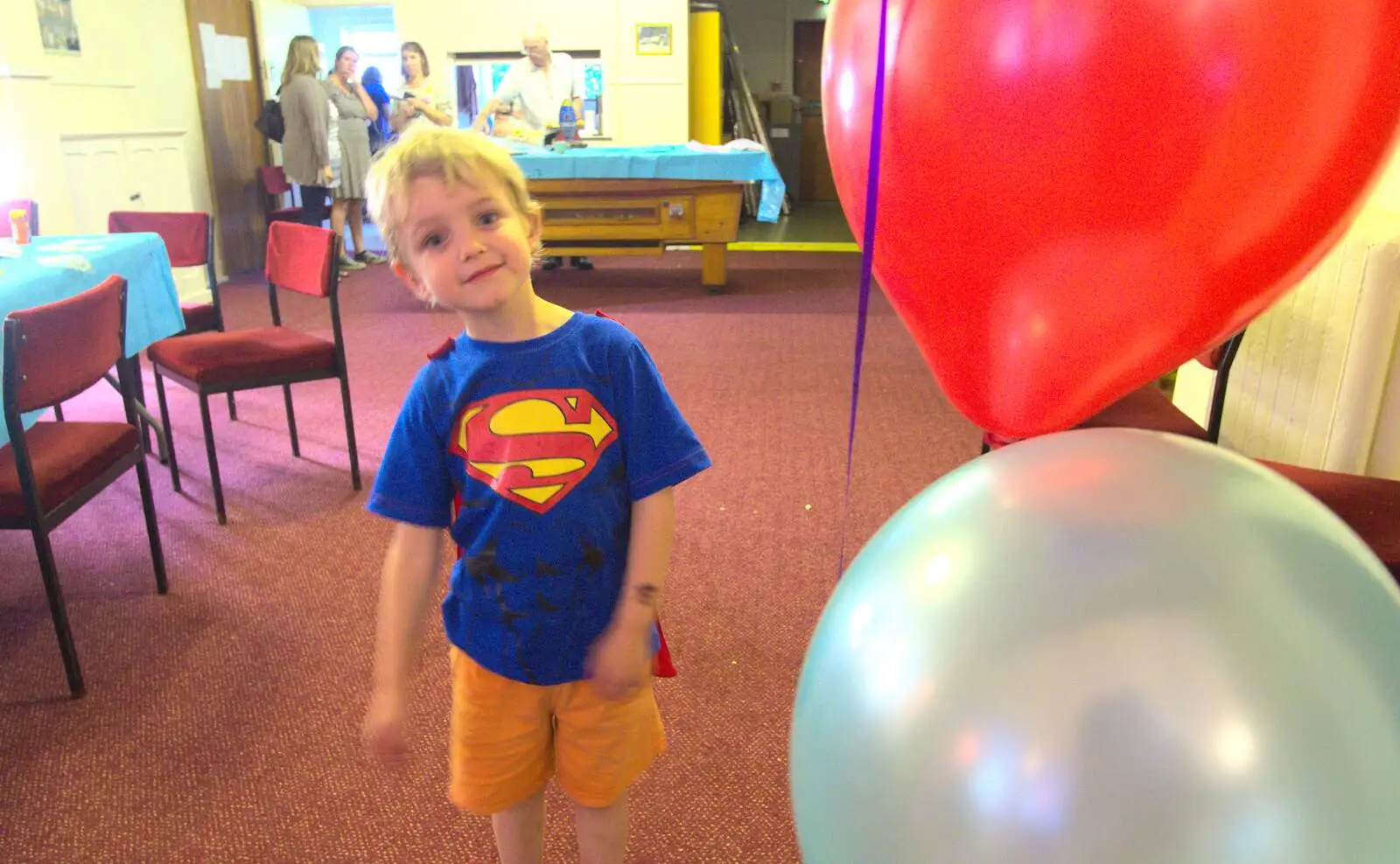 Fred and some balloons, from Fred's Fifth Birthday, The Village Hall, Brome, Suffolk - 28th September 2013