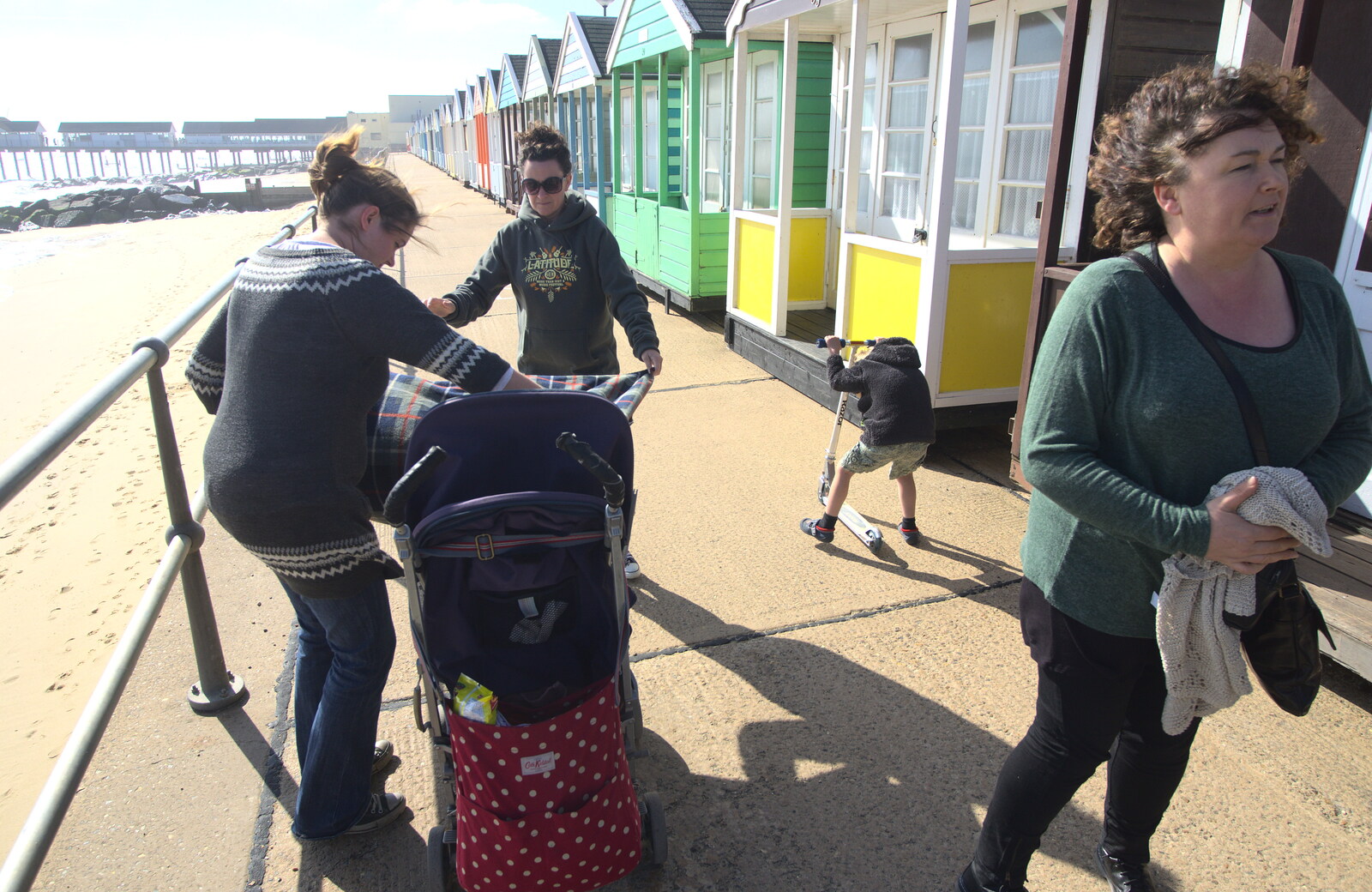 Gabes is rugged up as Fred scoots about from Southwold By The Sea, Suffolk - 29th September 2013