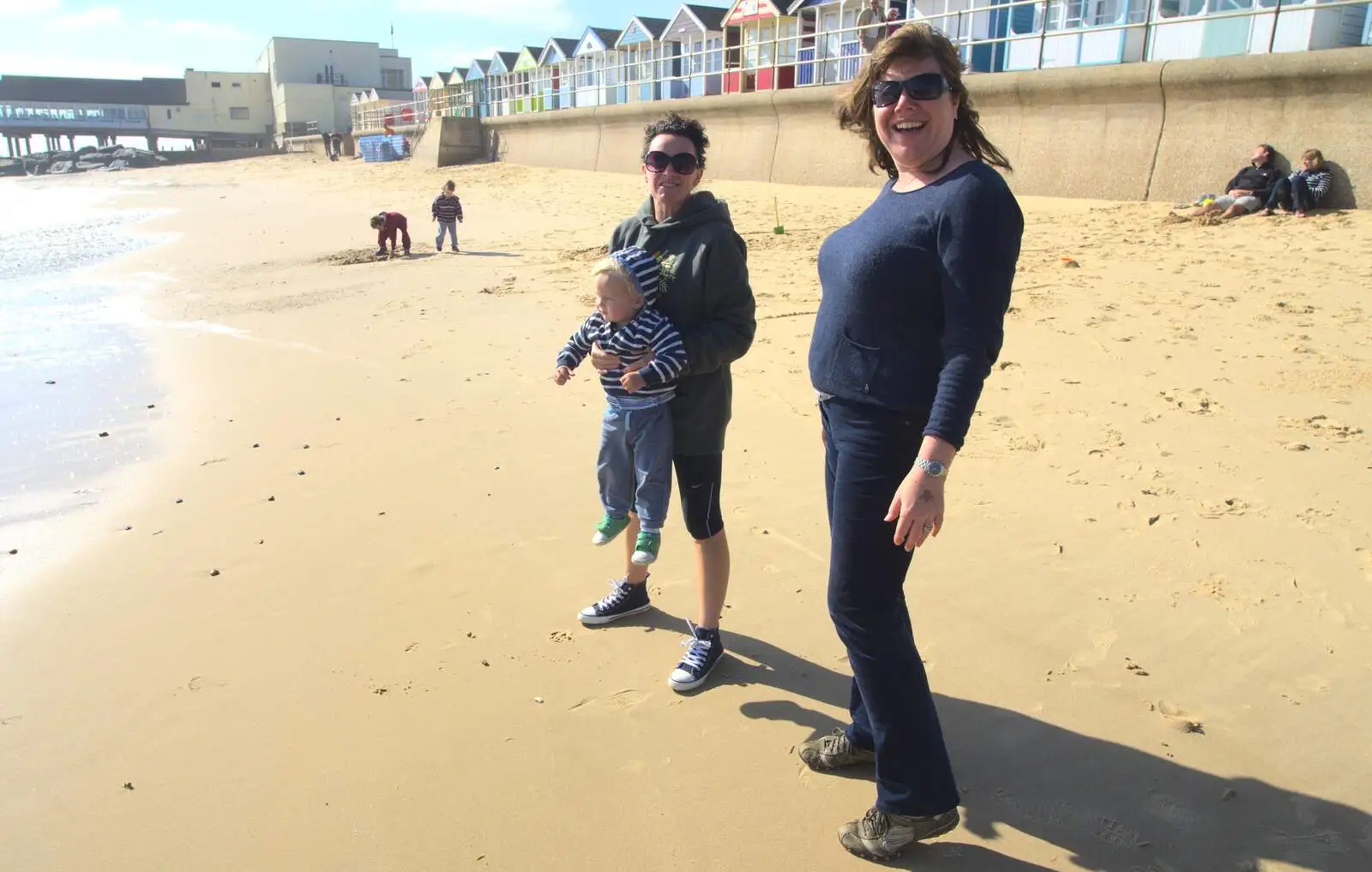 Harry, Evelyn and Sis on the beach, from Southwold By The Sea, Suffolk - 29th September 2013