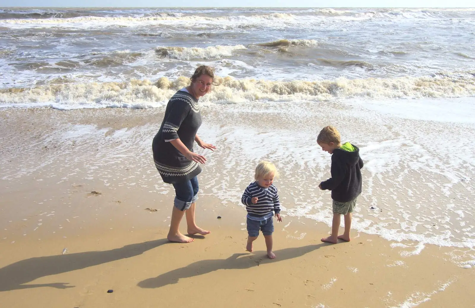 Harry runs away from the sea, from Southwold By The Sea, Suffolk - 29th September 2013