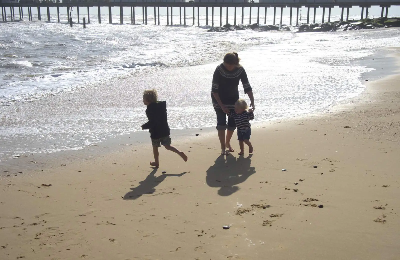 Fred runs into the sea, from Southwold By The Sea, Suffolk - 29th September 2013