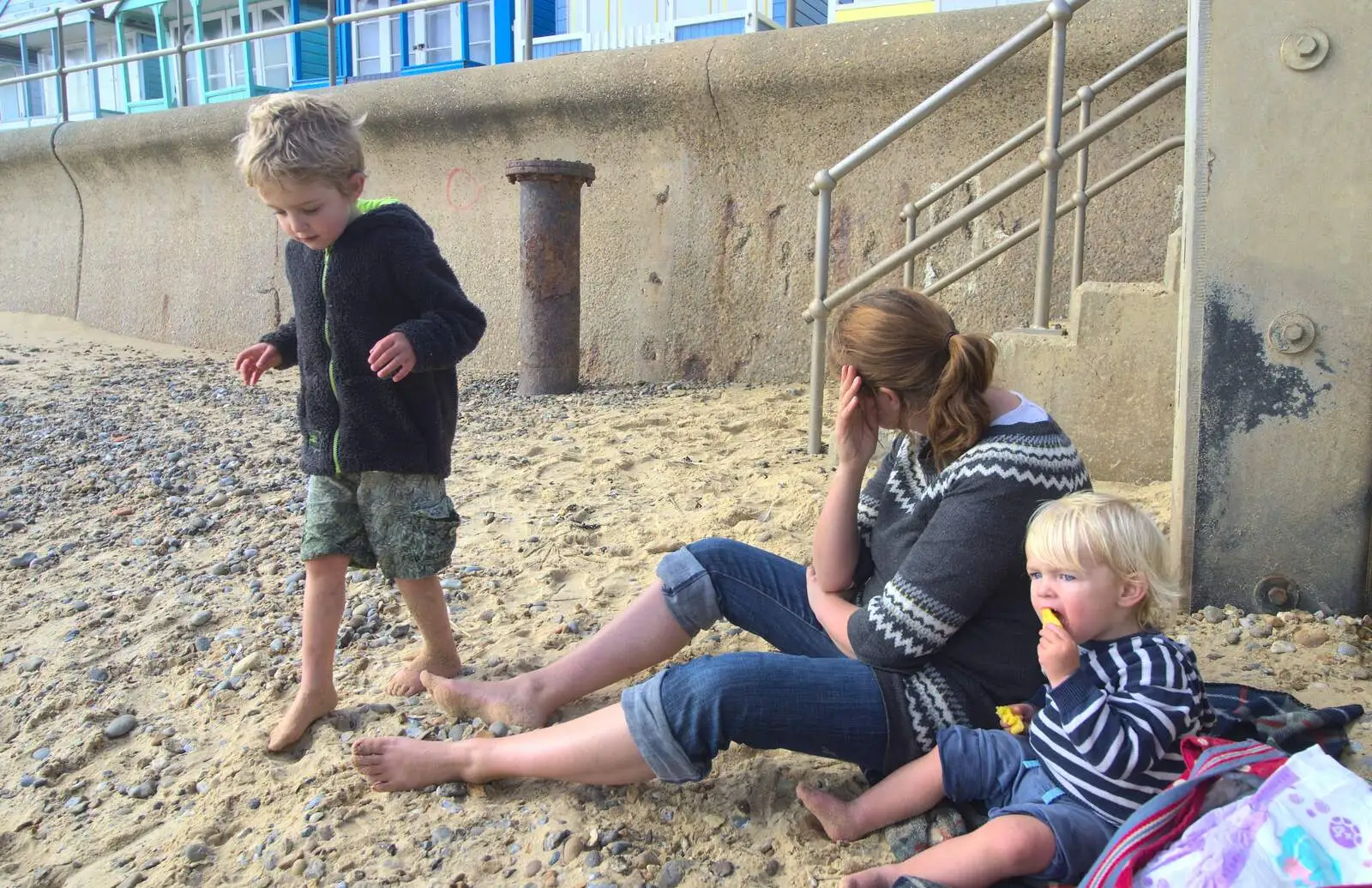 Harry has a snack, from Southwold By The Sea, Suffolk - 29th September 2013