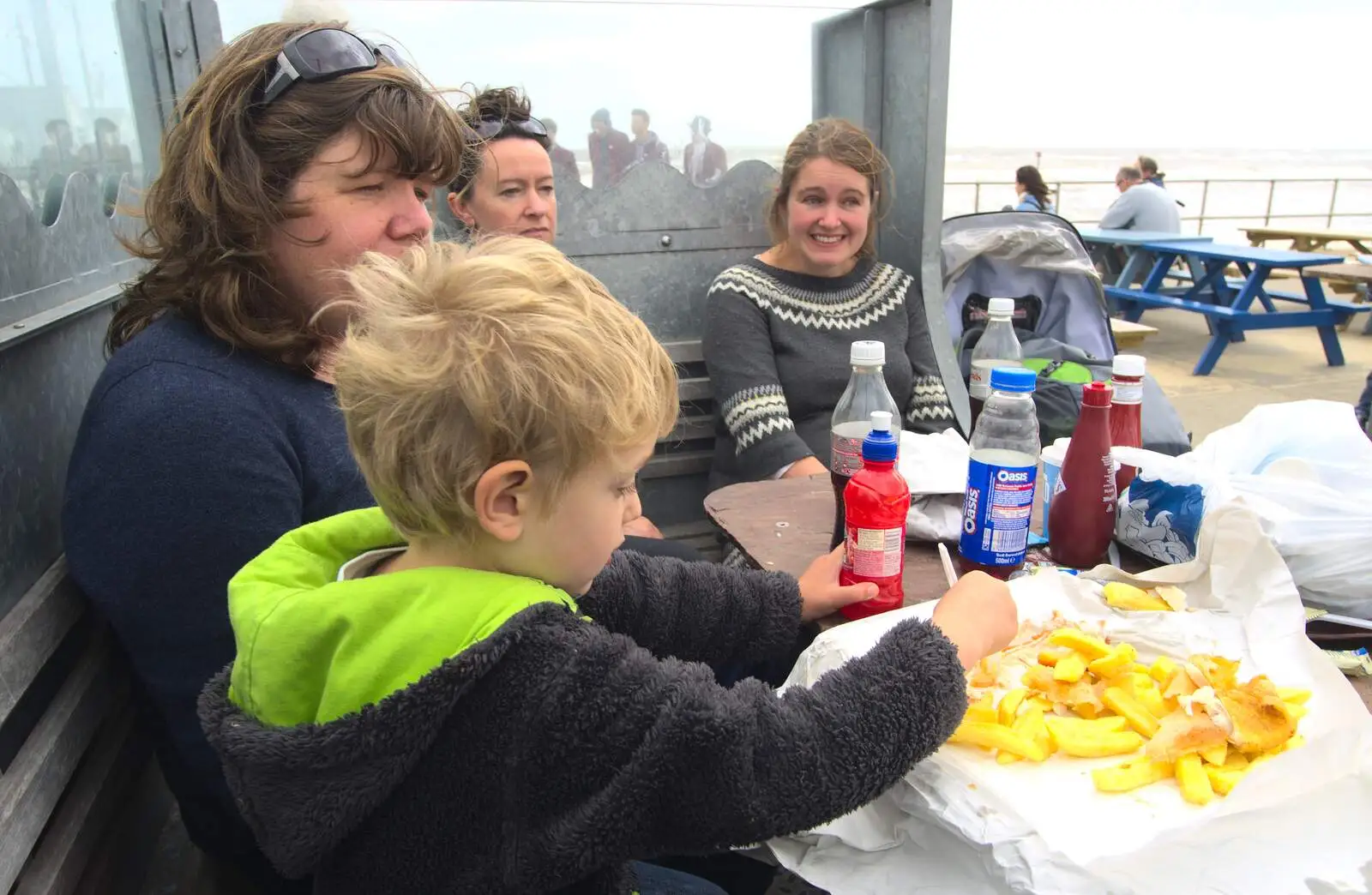 Fred eats chips, from Southwold By The Sea, Suffolk - 29th September 2013