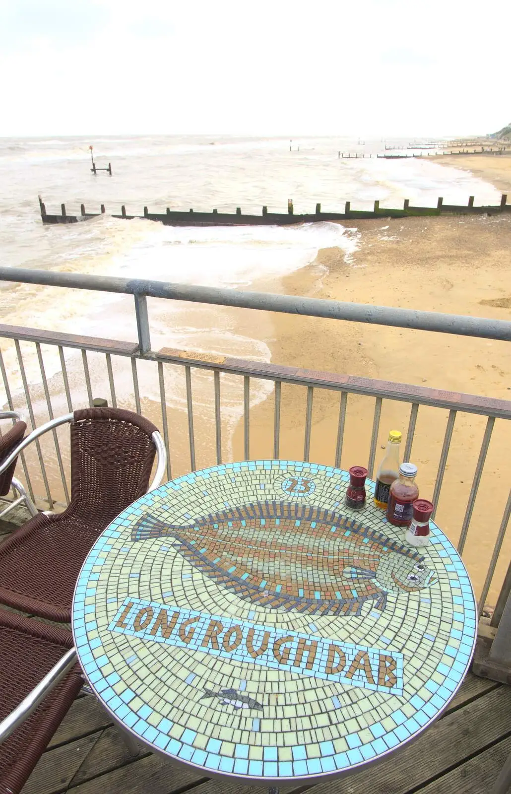 Nice mosaic table on Southwold pier, from Southwold By The Sea, Suffolk - 29th September 2013